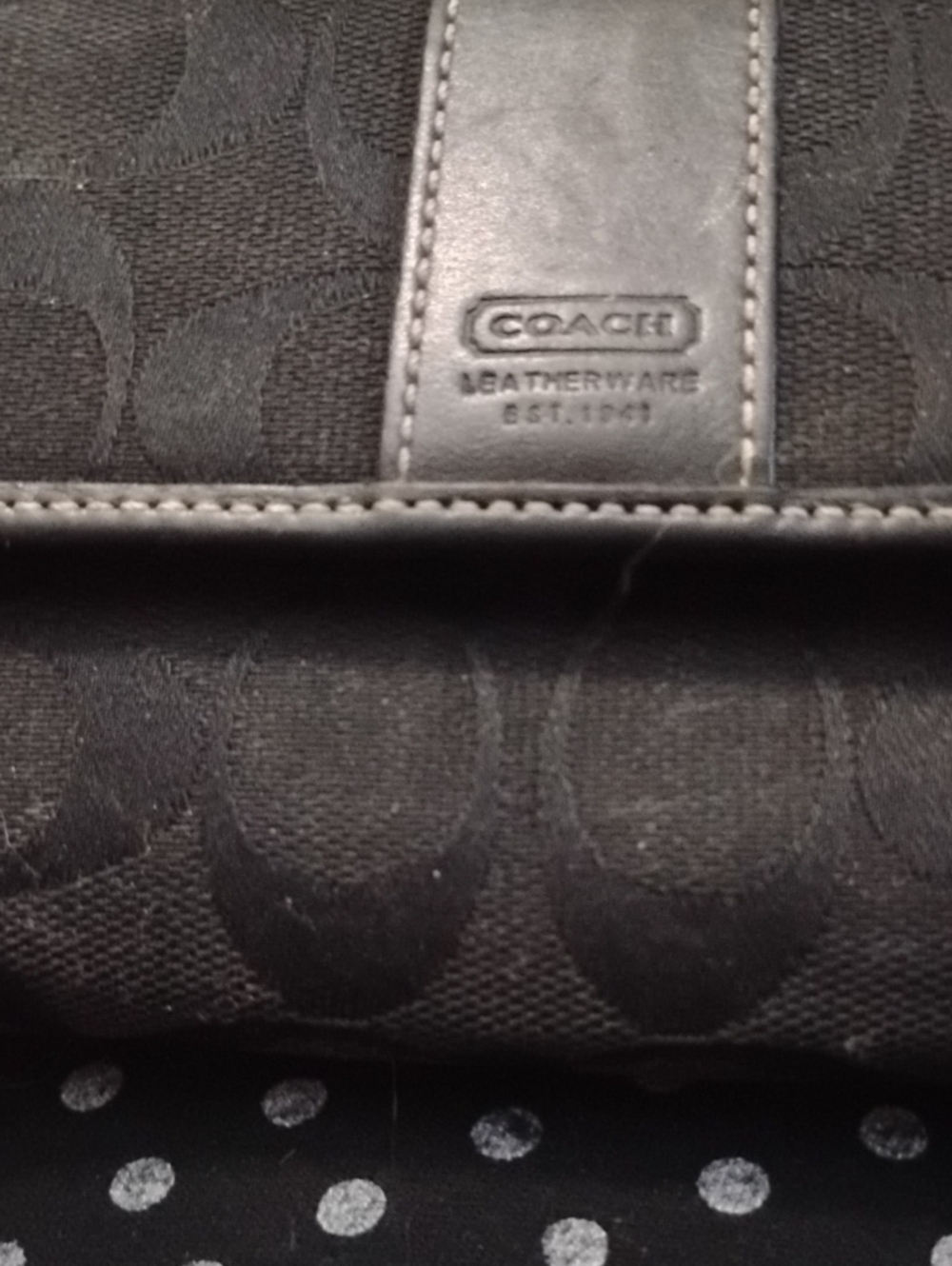 Coach Black Signature Canvas Wallet with Leather Trim